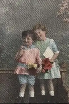 Kinder, Junge, Mädchen, Blumen, Brief gebr. ca.1920