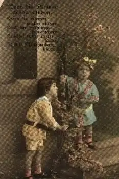 Kinder, Junge, Mädchen, Blumen, Spruch o 1918