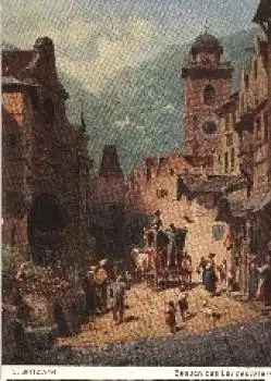 Karl Spitzweg "Besuch des Landesvaters" Künstlerkarte * ca. 1920