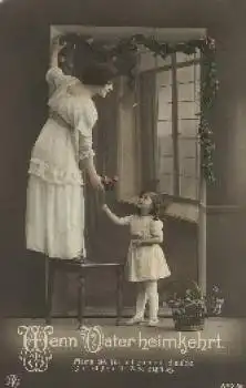 Frauen "Wenn Vater heimkehrt" Serienkarte Nr. 562-6  o 23.11.1918