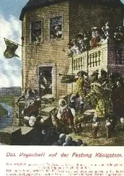 Sachsen Das Pagenbett auf der Festung Königstein Künstlerkarte um 1920