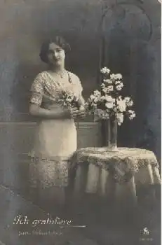 Junge Frau Glückwunschkarte  Serie S.L.J.F.F. 3803-6 o 1914
