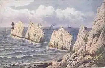Isle of Wight The Needles Leuchtturm Künstlerkarte Quinton ca.1910