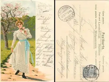 Pfingsten Künstlerkarte Mailick Alfred Nr.375 sig. o 25.5.1901