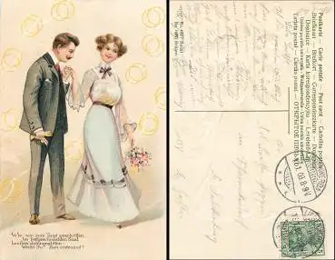 Liebespaar Handkuss Prägelitho o 17.1.08