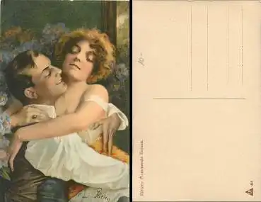 Flammende Herzen Künstlerkarte sig. Riesen *ca.1910