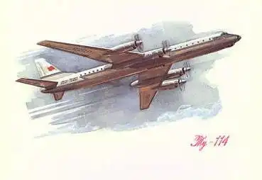 TU-114 Flugzeug Künstlerkarte * ca. 1970