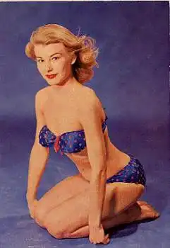 Pin-up Frau in rot-blau-gepunkteten Bikini * ca. 1960