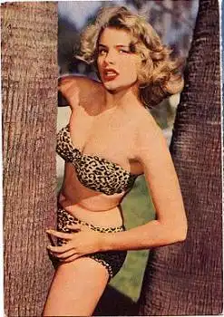 Pin-Up Frau zwischen Bäumen mit Leoparden-Bikini * ca. 1960