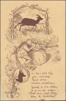 Jagd Hirsch Paar Gewehr o 02.08.1917