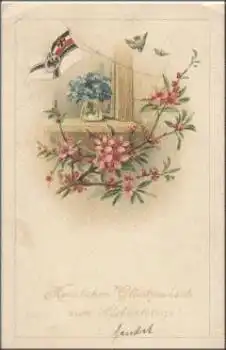 Patriotika 1. WK., Schwarz-weiss-Rot, Blumen o 7.1.1918