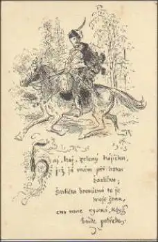 Reiter mit Pferd Künstlerkarte Ales * ca. 1910