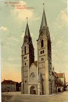 Wiener Neustadt Pfarrplatz mit Hauptpfarrkirche * ca. 1910