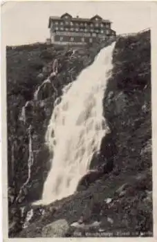 Riesengebirge Elbfall mit Baude gebr. 2.8.1940