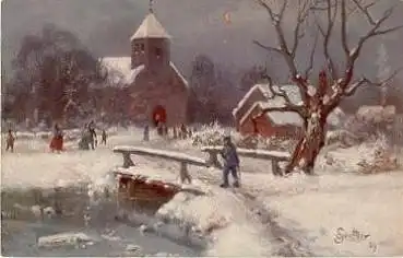 Winterlandschaft Künstlerkarte Günther * ca. 1910