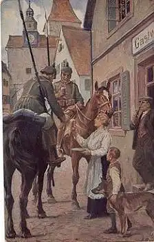 A. Roloff Ein Trunk im Bügel Reiter Rotes Kreuz Künstlerkarte * ca. 1920