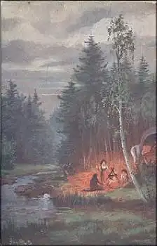 Zigeunerlager Kuenstlerkarte B. Klimes o 4.9.1917