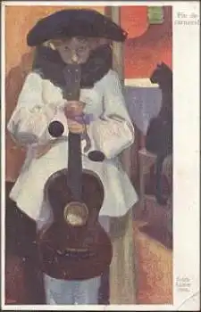 Fin de carnaval Kuenstlerkarte Erich Lamm Gitarre  o 1.3.1929