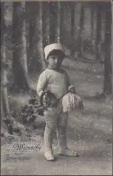 Kind im Schnee Serie Nr. 7036 Neujahrskarte gebr. 31.12.1915
