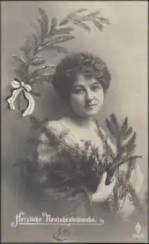 Frau Neujahrsgrüße Serie Nr. 4142/5, gebr. ca. 1910