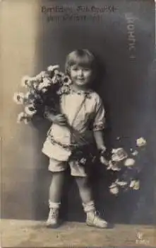 Mädchen mit Blumen Serie 6184/4, Geburtstag, o 25.8.1917