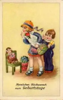 Kinder Puppe  Geburtstag  *ca.1930