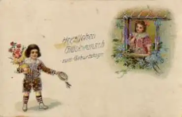 Kinder Geburtstag Silberprägekarte o 2.6.1918