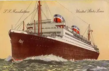 Passagierschiff S. S. Manhattan United States Lines Künstlerkarte * ca. 1940