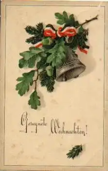 Kriegsweihnacht 1.WK Patriotika, Eichenblatt, Glocke, Schwarz-rot-weiss, o 1914