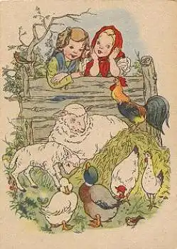 Kinder Schafe Hühner Enten Vögel   *ca. 1960