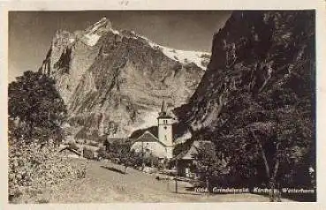 Grindelwald Kirche und Wetterhorn o 20.8.1929