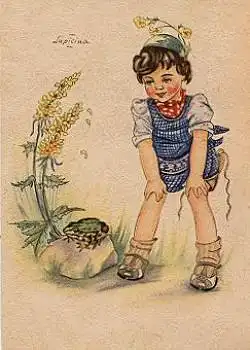 Frosch Kind Künstlerkarte Lupicina * ca. 1960