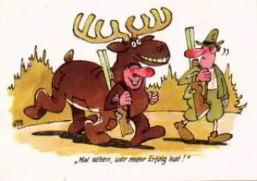 Jagd Humor, Gewehre Künstlerkarte Wim o 01.12.1982