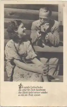 Ehepaar Mann spielt Mundharmonika Serie 2884 o 1950