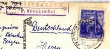 302981 Oesterreich, Weissenbaum, P. Stockenbel, Posthilsstellenstempel, o ca. 1950 Erh. II