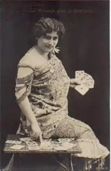 Frau mit Karten Wahrsagerin Serienkarte 2634/1 * ca. 1920