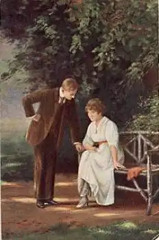 Liebespaar "Herzensfrage" Künstlerkarte Mager * ca. 1910