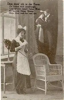 Liebespaar "Dein Denk ich in der Ferne" Serienkarte 0421 * ca. 1910