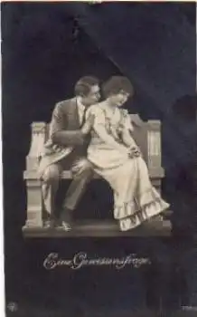 Ehepaar "Gewissensfrage" Serienkarte Nr. 204/1 gebr. 19.11.1917