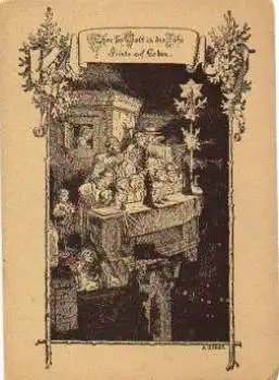 Ludwig Richter "Ehre sei Gott in der Höhe" Kuenstlerkarte * ca. 1930