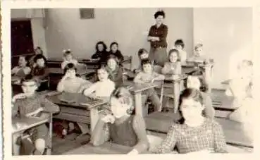 Schulklasse, Klassenzimmer Echtfoto * ca. 1950