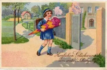 Mädchen Schultüte, Schulanfang, o 11.08.1943