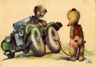Teddy Auto Künstlerkarte SA. ca. 1940