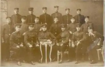 Deutsche Soldaten Militär 1. WK. Gruppenfoto mit Trompete * ca. 1915