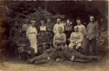 Lazarett verwundete Deutsche Soldaten 1. WK. Echtfoto *ca.1915