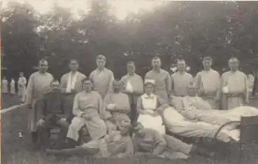 Deutsche Soldaten im Lazarett 1. WK Echtfoto *1918