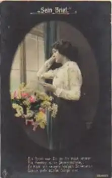 Brief lesende Frau Serienkarte Nr. 3580/3 gebr. 28.8.1915