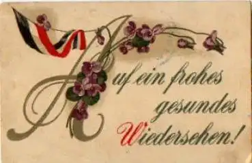 Patriotika, Schwarz-weiß-Rot, Buchstabenkarte A, Blumen, o 24.07.1916 Feldpost