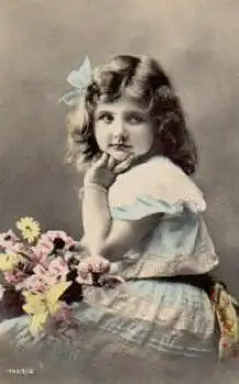 Mädchen mit Blumen Seriekarte Nr. 1443/2 gebr. ca. 1910