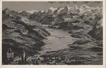 Thun Panoramakarte Thuner-See Schweiz *ca. 1930